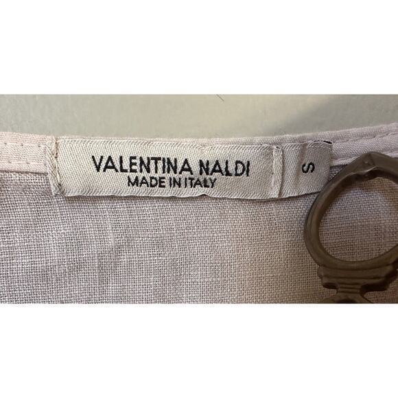 Valentina Naldi Beige Blouse Made Italy Ruffle Sleeve Floral Embroidered Small - Picture 2 of 16